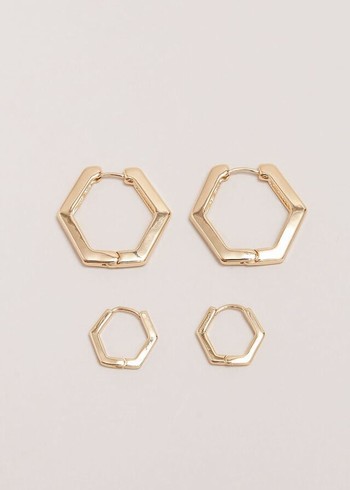 Phase Eight Gold Hexagon Hoop Set Jewellery Gold USA | 3184059-UI